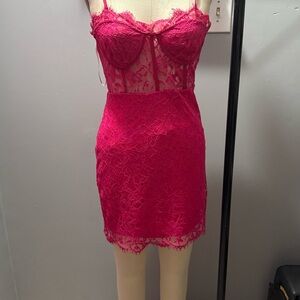 Forever Hot Pink Lace Slip dress